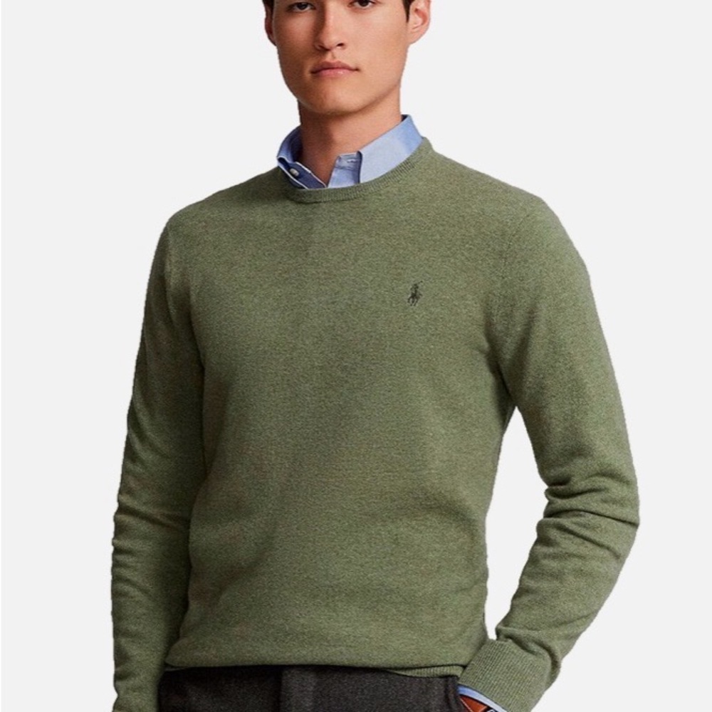 Polo Ralph Lauren Cashmere Men's Crewneck Green Sweater-XXL/TTG Bog and Tall